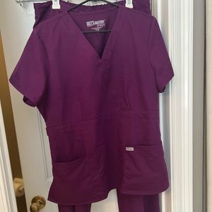 Greys Anatomy top size XL bottoms size L in eggplant color EUC